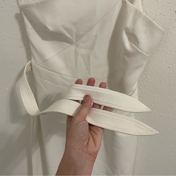 Likely Revolve Kelsey White One Shoulder Belted Wide Leg Jumpsuit - Size 0 - Picture 6 of 16